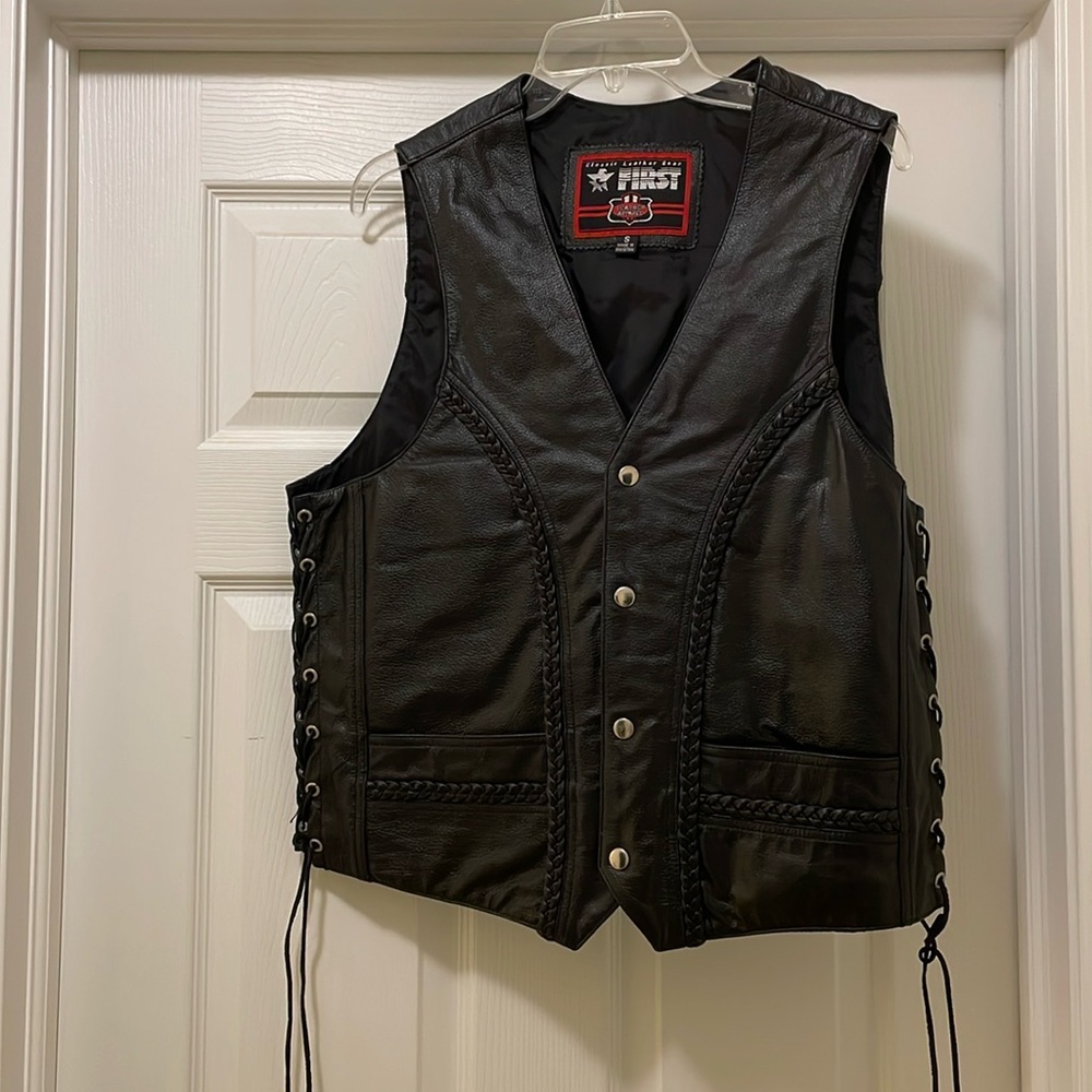 Mens Leather Motorcycle Vest